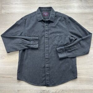 UNTUCKit Medium Hemsworth Charcoal Herringbone Twill Long Sleeve Button Up